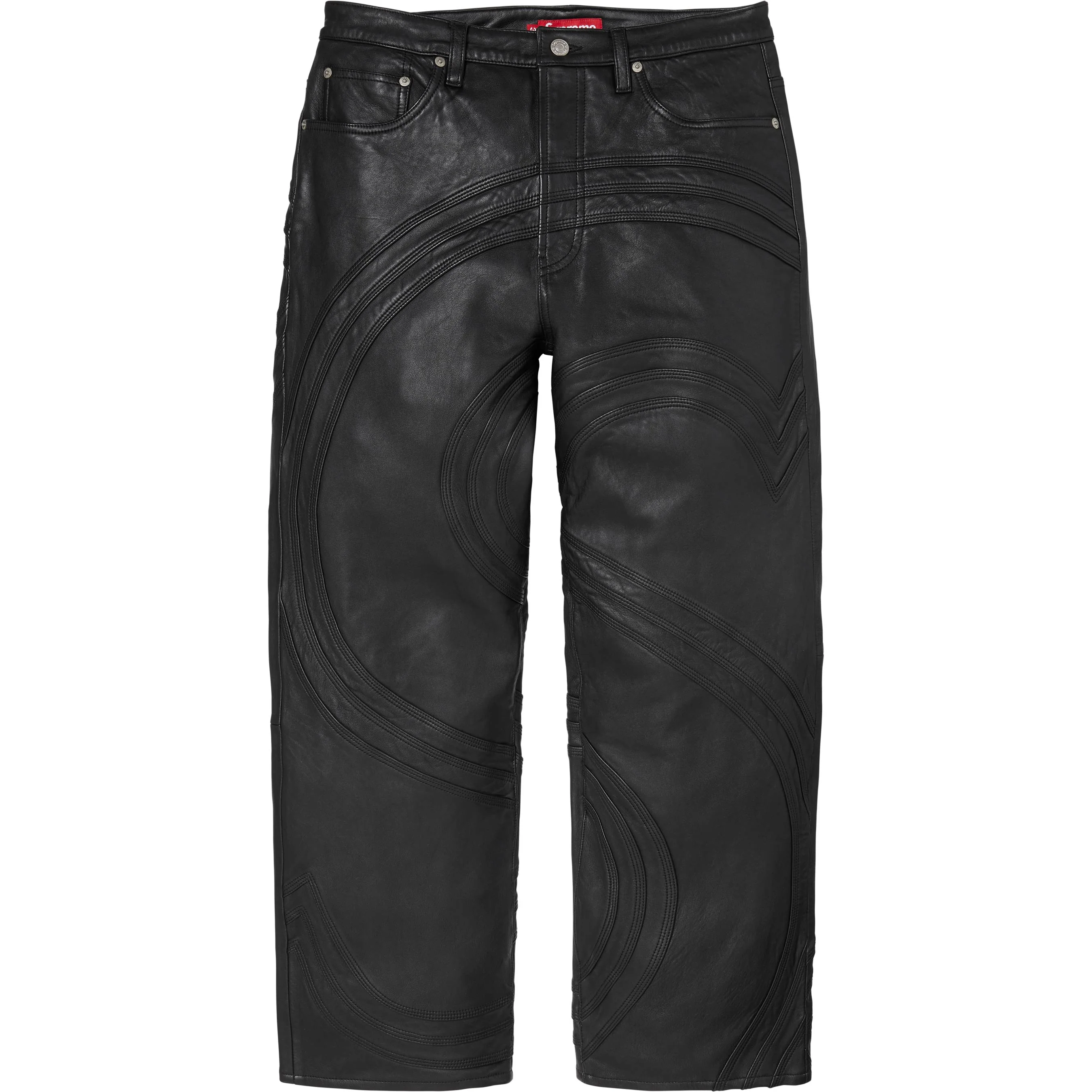 S Logo Leather Baggy 5-Pocket Jean view 6